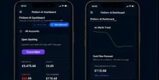 FinGem-AI mobile accounts and forecast views